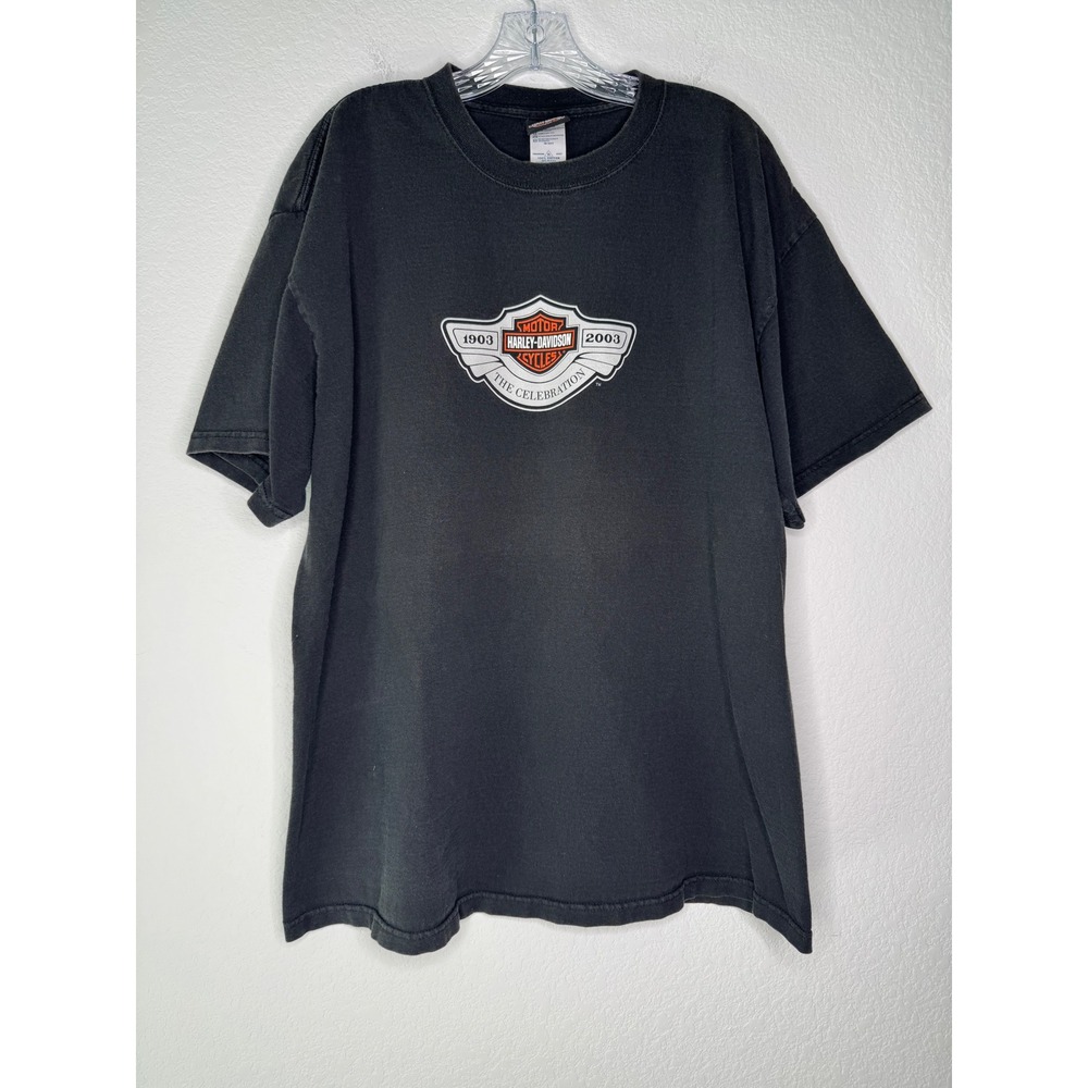 Harley-Davidson 100th Anniversary T-Shirt Mens XL Black 1903-2003 Milwaukee WI